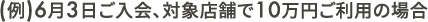 (例)6月3日ご入会、対象店舗で10万円ご利用の場合