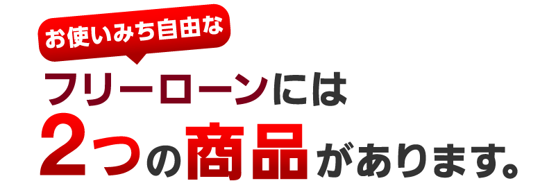 お使いみち自由なフリーローンには２つの商品があります。