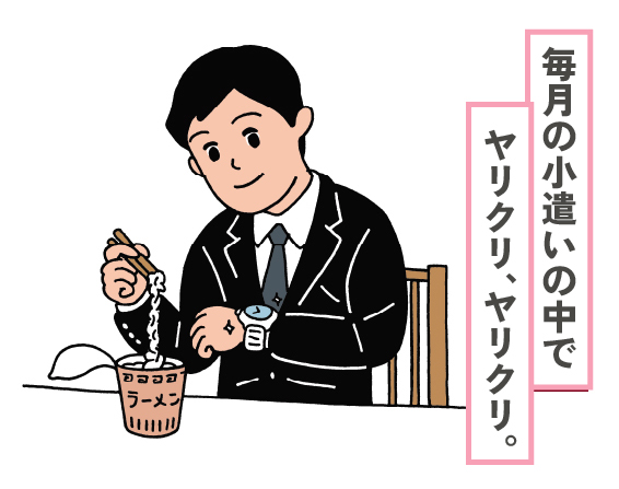 毎月の小遣いの中でヤリクリ、ヤリクリ